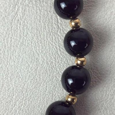  elegant ONYX BEAD & GOLD BRACELET 14K