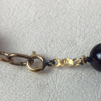  elegant ONYX BEAD & GOLD BRACELET 14K
