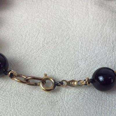  elegant ONYX BEAD & GOLD BRACELET 14K