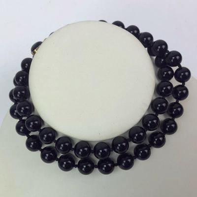  BLACK GLASS BEAD GF NECKLACE 22.5in
