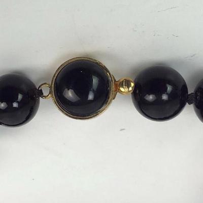  BLACK GLASS BEAD GF NECKLACE 22.5in