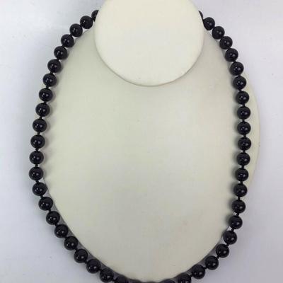  BLACK GLASS BEAD GF NECKLACE 22.5in