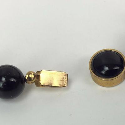  BLACK GLASS BEAD GF NECKLACE 22.5in
