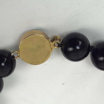  BLACK GLASS BEAD GF NECKLACE 22.5in