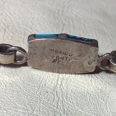  modernist TAXCO SILVER & TURQUOISE BRACELET .925 Sterling