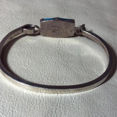  modernist TAXCO SILVER & TURQUOISE BRACELET .925 Sterling