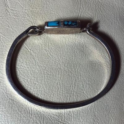  modernist TAXCO SILVER & TURQUOISE BRACELET .925 Sterling