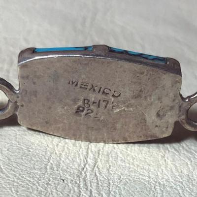  modernist TAXCO SILVER & TURQUOISE BRACELET .925 Sterling