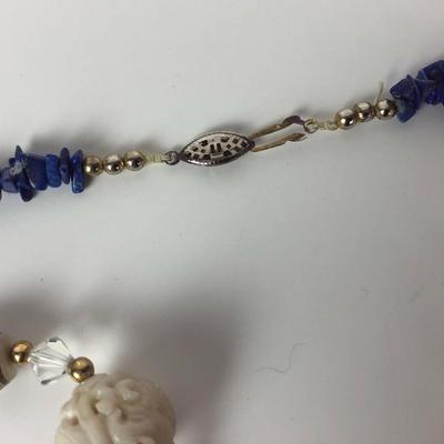  LAPIS JADE MOP GLASS BEAD NECKLACE