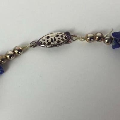  LAPIS JADE MOP GLASS BEAD NECKLACE