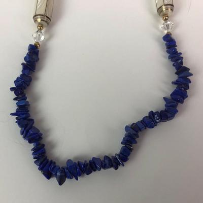  LAPIS JADE MOP GLASS BEAD NECKLACE