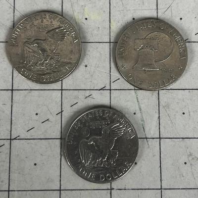 3 Eisenhower Silver Dollars, 71' ,76' & 78' 