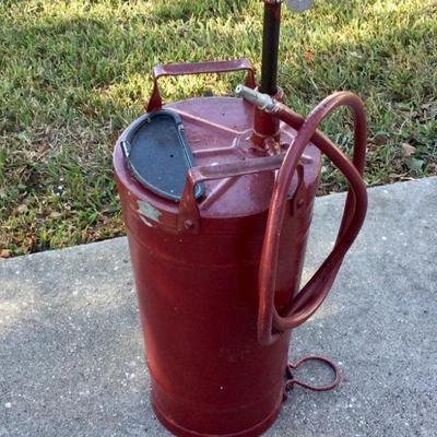 Vintage hand pump fire extinguisher holds 4 gallons