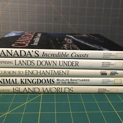 Lot of 5 Vintage National Geographic Society Books HCDJ Exploring the World
