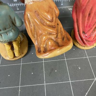 Vintage German Hard Plastic Nativity Figures Wiseman Joseph Shepard KINGS~~