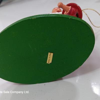 Three wooden Christmas tree ornaments Shoe - rainbow sleigh - and bear