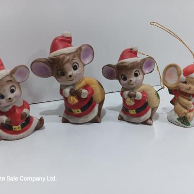 Four little ceramic mice