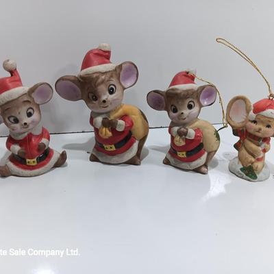Four little ceramic mice