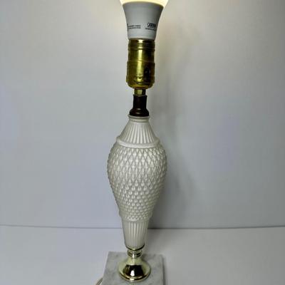 Vintage 1950â€™s Milk Glass Lamp with Shade (1 of 3 in Auction)