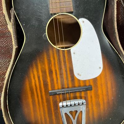Vintage Holiday acoustic guitar in case & Audition ukulele
