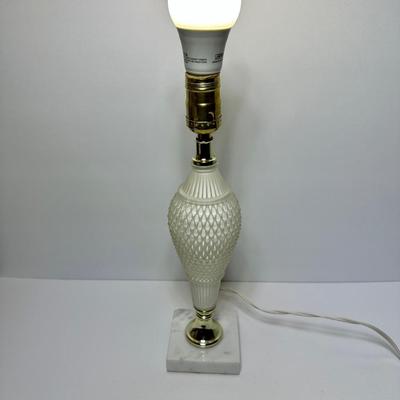 Vintage 1950â€™s Milk Glass Lamp with Shade (2 of 3 in Auction)