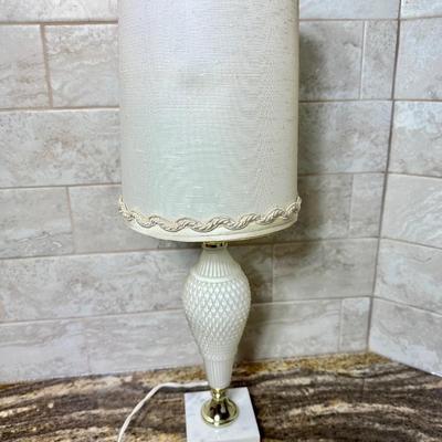 Vintage 1950â€™s Milk Glass Lamp with Shade (2 of 3 in Auction)