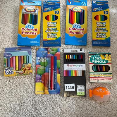 Colored pencils and piranha sharpener