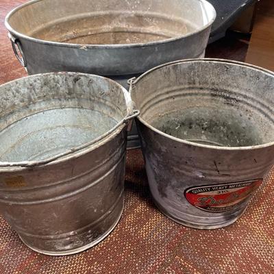 Vintage Round Galvanized Wash Tubs