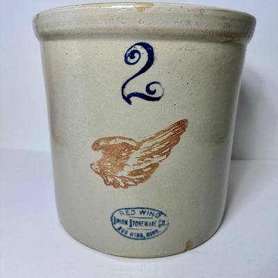 Early 1900â€™s Red Wing Union 2 Gallon Crock