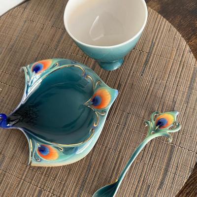 Franz peacock cup, saucer and spoon