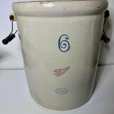 1900â€™s Red Wing Rare 6 Gallon Crock with Handles