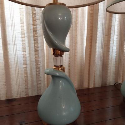 PAIR OF GREAT MID-CENTURY TEAL COLORED LAMPS