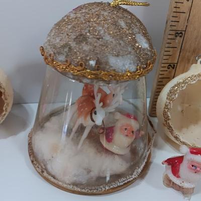 Vintage Christmas figures and ornaments Santa candle and more