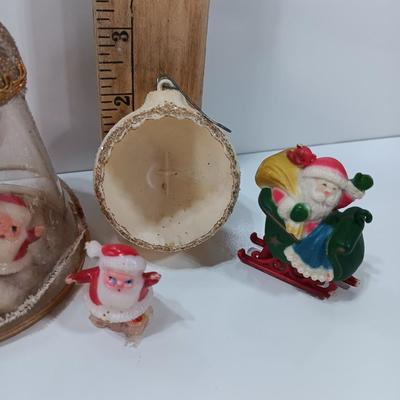 Vintage Christmas figures and ornaments Santa candle and more