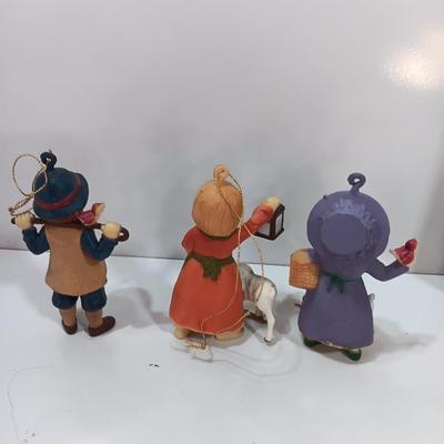 Three vintage Hallmark ornament girls
