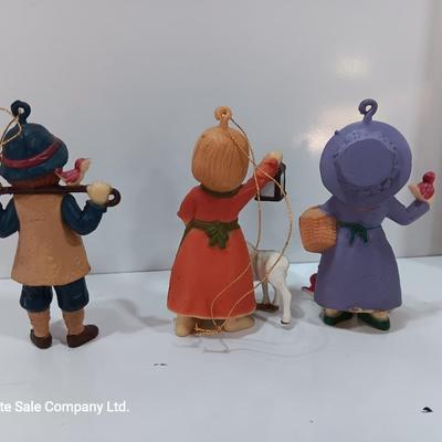 Three vintage Hallmark ornament girls
