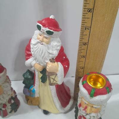 Ceramic Santa with two matching Santa candle stick holders