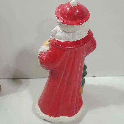 Ceramic Santa with two matching Santa candle stick holders