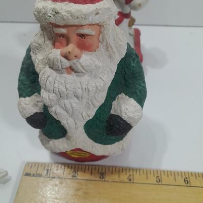 Hand Painted Santa and a ceramic rocking horse planter with teddy bear