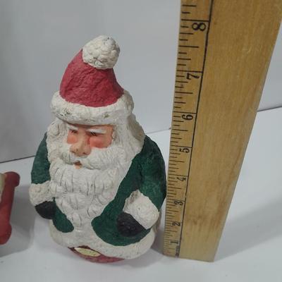 Hand Painted Santa and a ceramic rocking horse planter with teddy bear