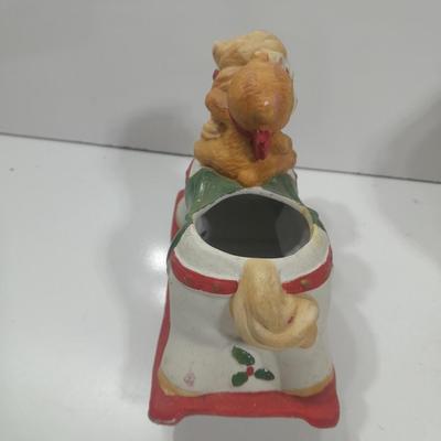 Hand Painted Santa and a ceramic rocking horse planter with teddy bear