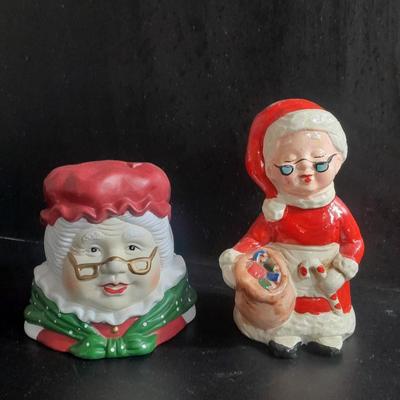 Heritage mint Mrs. Claus candle holder and a Vintage Ardco Mrs. Claus figure