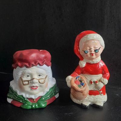 Heritage mint Mrs. Claus candle holder and a Vintage Ardco Mrs. Claus figure