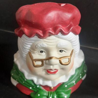 Heritage mint Mrs. Claus candle holder and a Vintage Ardco Mrs. Claus figure