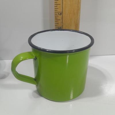 Four Colorful enamel ware metal mugs