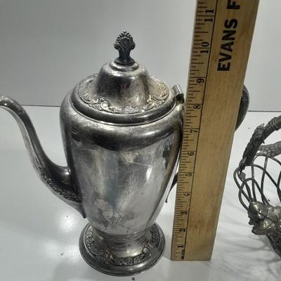 Roger's & Bro 2301 pitcher and a Studio Silversmiths metal basket