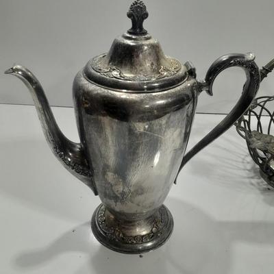 Roger's & Bro 2301 pitcher and a Studio Silversmiths metal basket