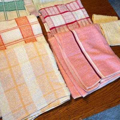 Lot of bright colored towels