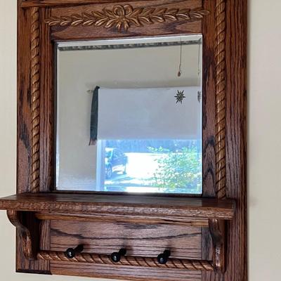 Entry Mirror With Hooks