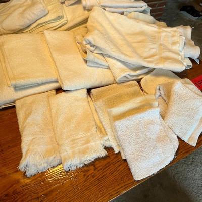 Large lot of white towels